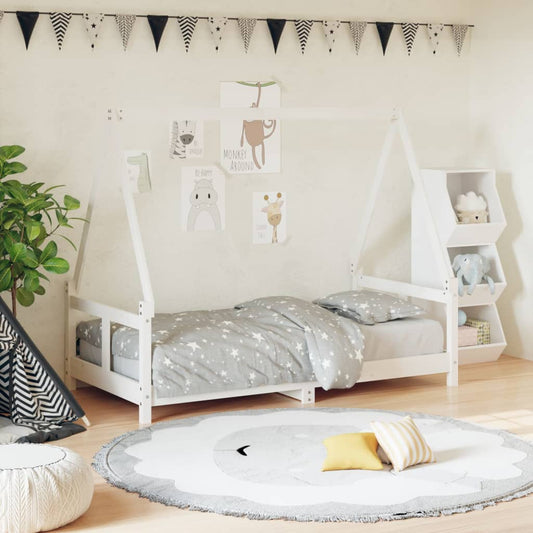 children's bed frame, white, 80x160 cm, solid pine wood