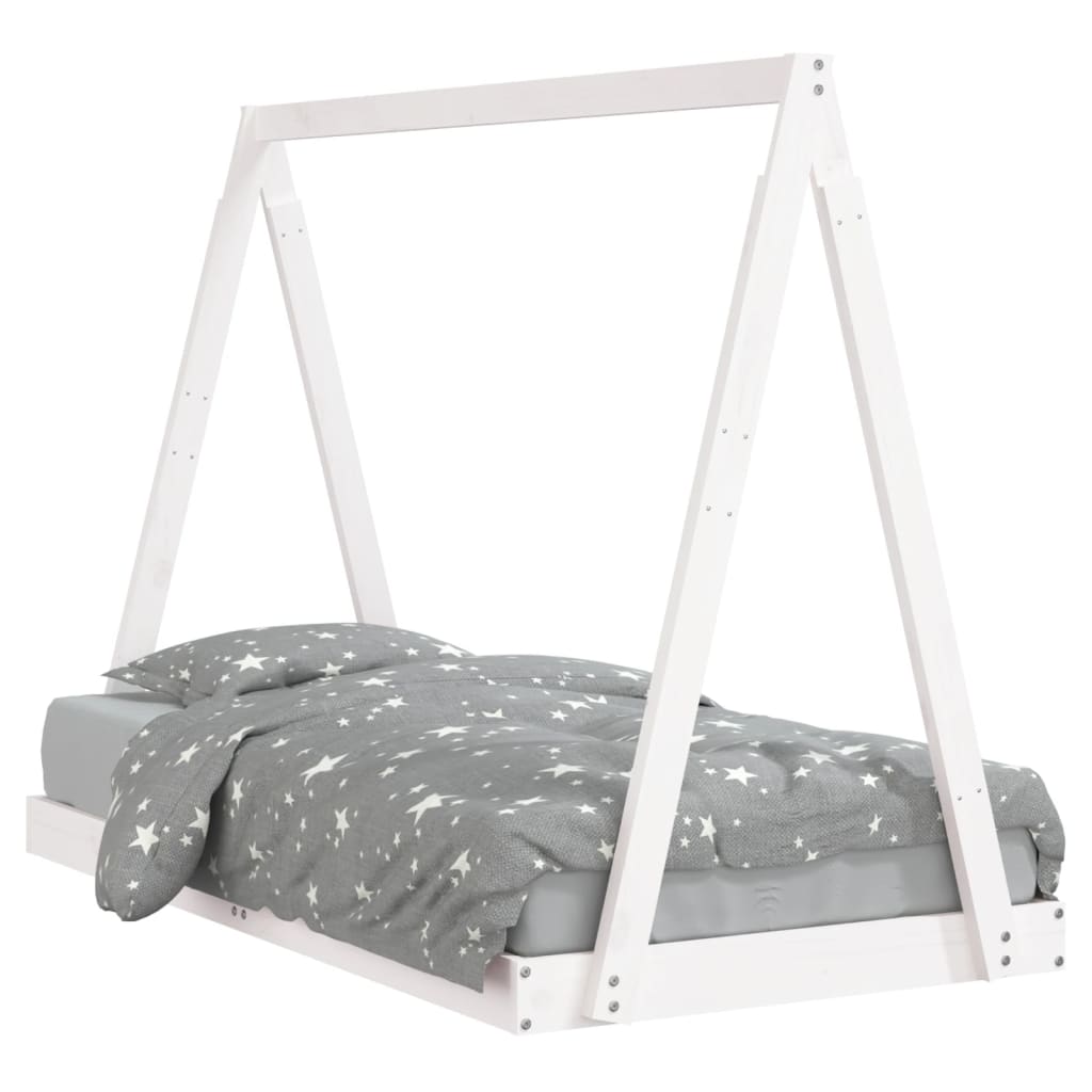 bērnu gultas rāmis, balts, 80x160 cm, priedes masīvkoks