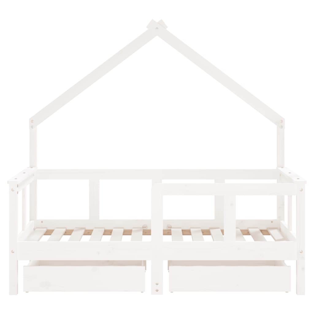 children's bed frame with drawers, 70x140 cm, solid pine wood