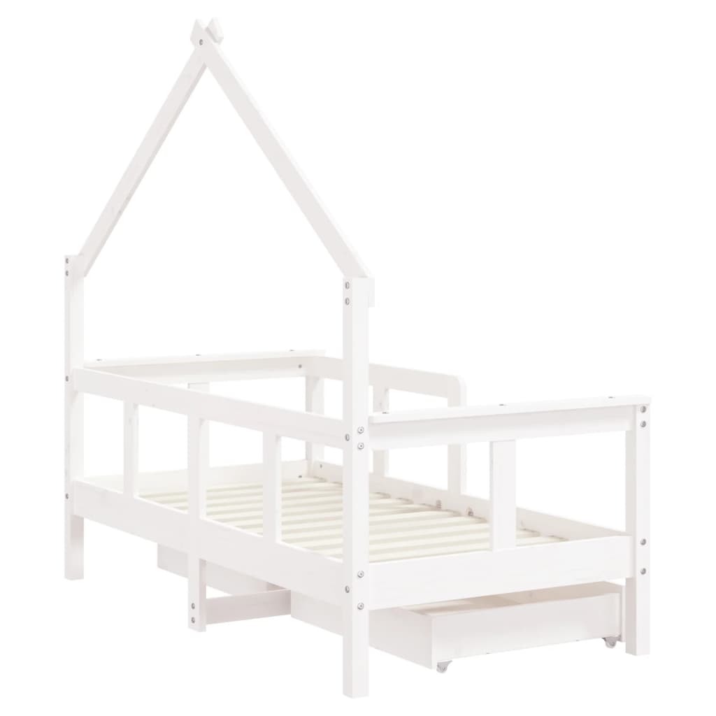 children's bed frame with drawers, 70x140 cm, solid pine wood