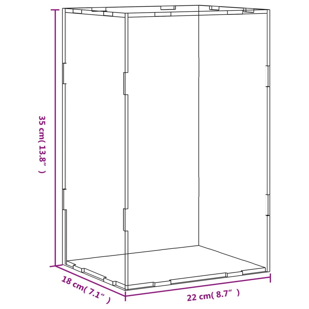 vitrīnas kaste, caurspīdīga, 22x18x35 cm, akrils
