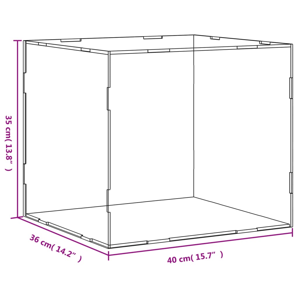 vitrīnas kaste, caurspīdīga, 40x36x35 cm, akrils