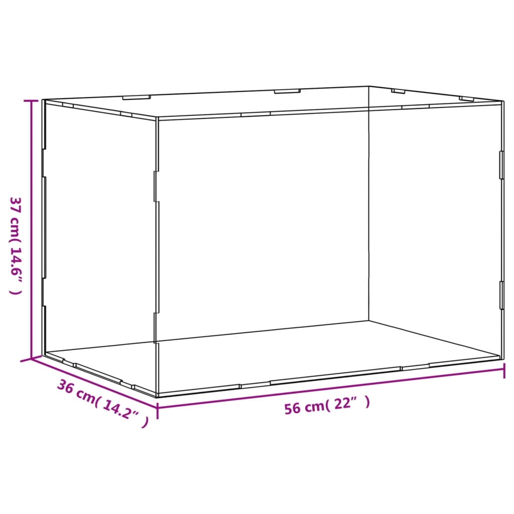 vitrīnas kaste, caurspīdīga, 56x36x37 cm, akrils