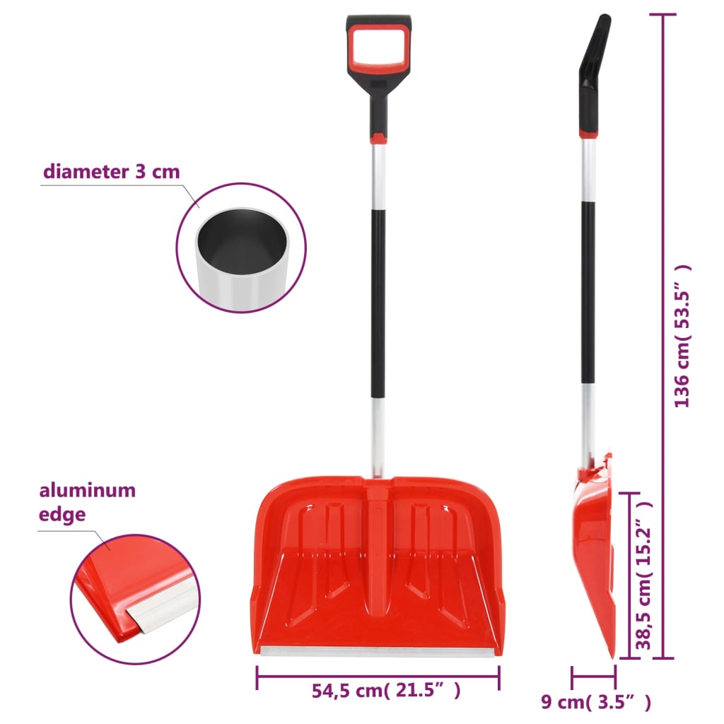 snow shovel, red, 136 cm, aluminum
