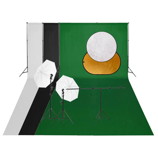 photo studio lighting kit with background and reflector