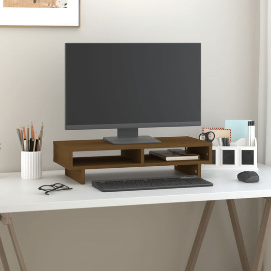 monitor pad, 60x27x14 cm, solid pine wood, brown