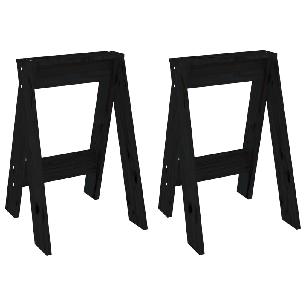 taburetes, 2 gab., melnas, 40x40x60 cm, priedes masīvkoks