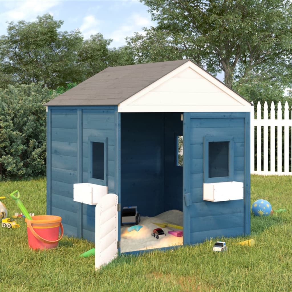 playhouse with lockable doors and flower pots, solid spruce wood