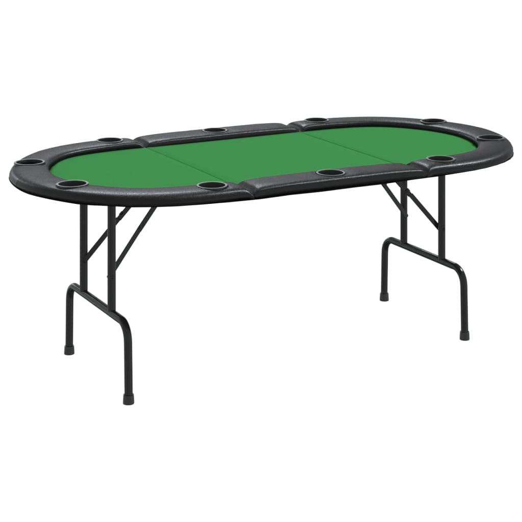 poker table for 10 persons, foldable, green, 206x106x75 cm