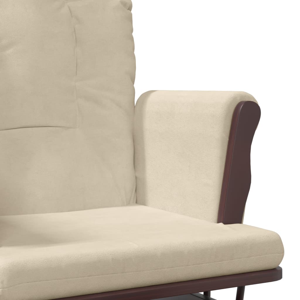 šūpuļkrēsls ar kāju balstu, krēmbalts audums