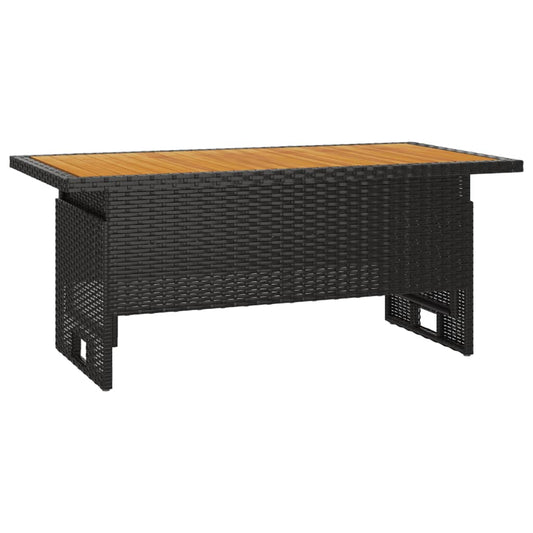 dārza galds, 100x50x43/63cm, akācija, PE rotangpalma, melns