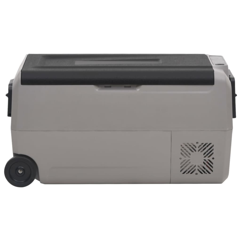 cooler box with wheels, black, gray, 50 liters, PP, PE
