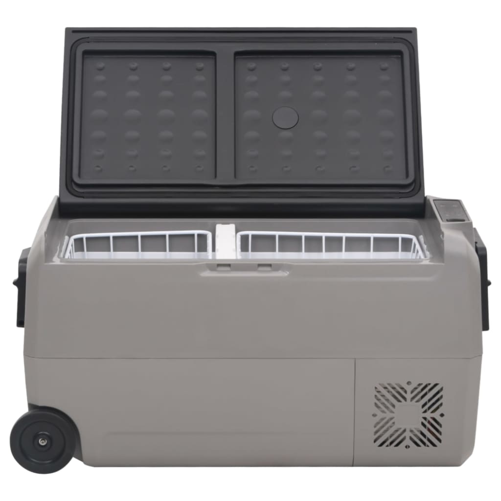 cooler box with wheels, black, gray, 50 liters, PP, PE