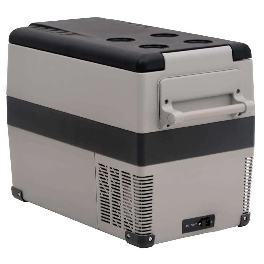 cooler box with handle, black with gray, 45 liters, PP and PE