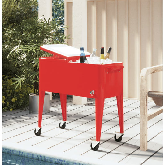 trolley with cooler, red, 92x43x89 cm