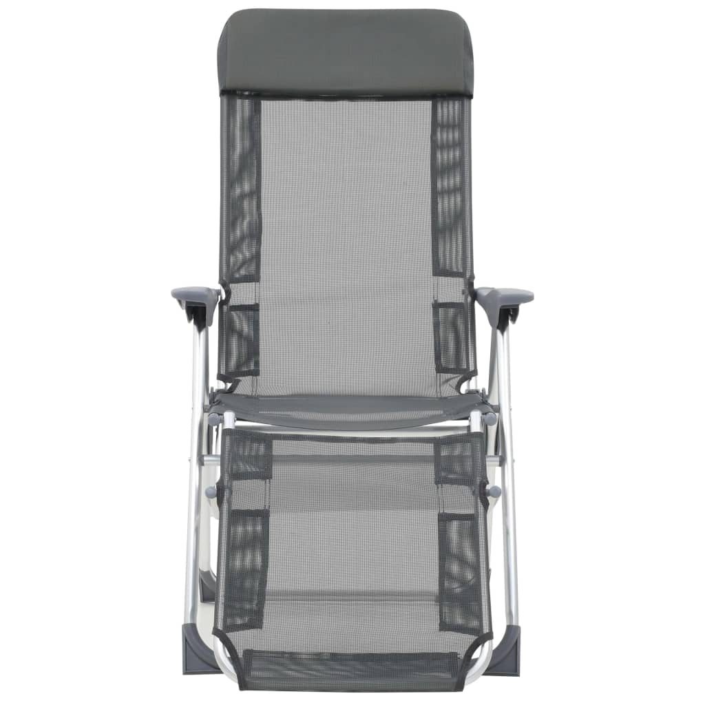 folding camping chairs, footrests, 2 pcs., gray textile
