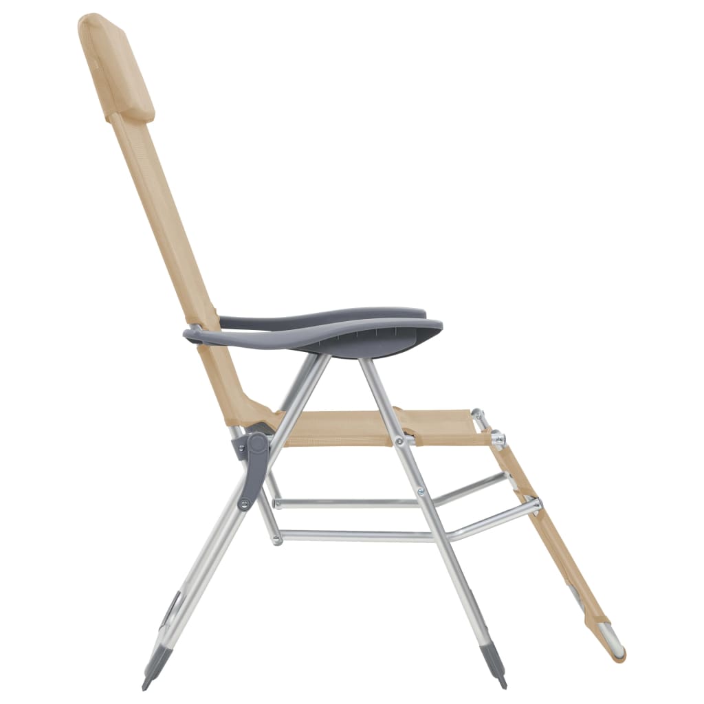 salokāmi kempinga krēsli, kāju balsti, 2 gab., bēšs tekstilēns