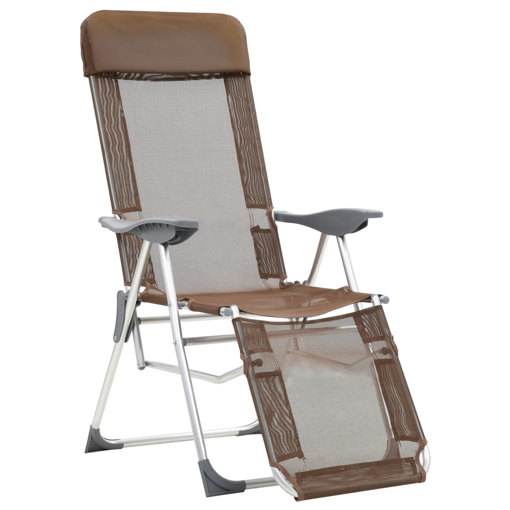 salokāmi kempinga krēsli, kāju balsti, 2 gab., brūns tekstilēns