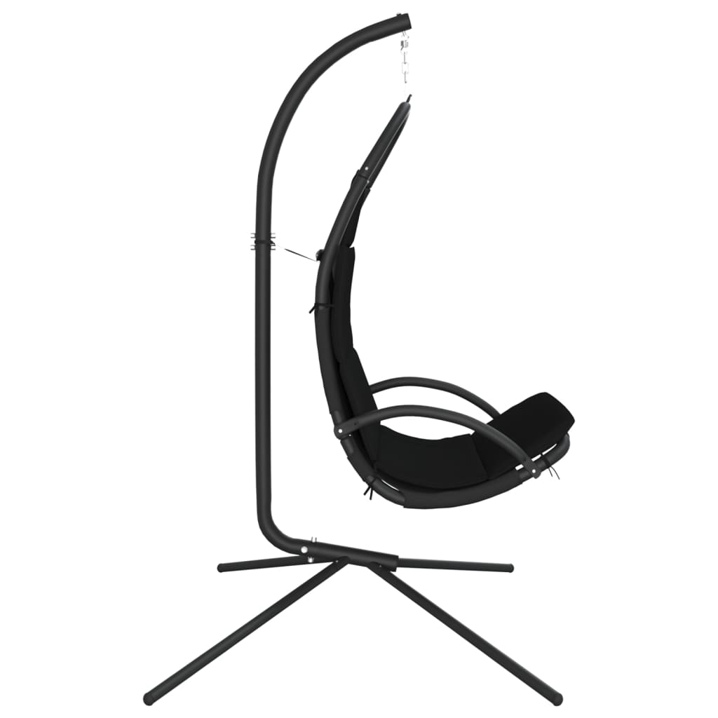 garden rocking chair with mattress, black, oxford fabric, steel