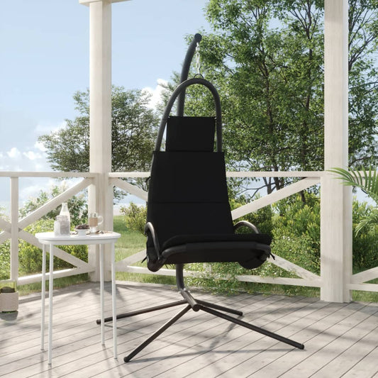 garden rocking chair with mattress, black, oxford fabric, steel