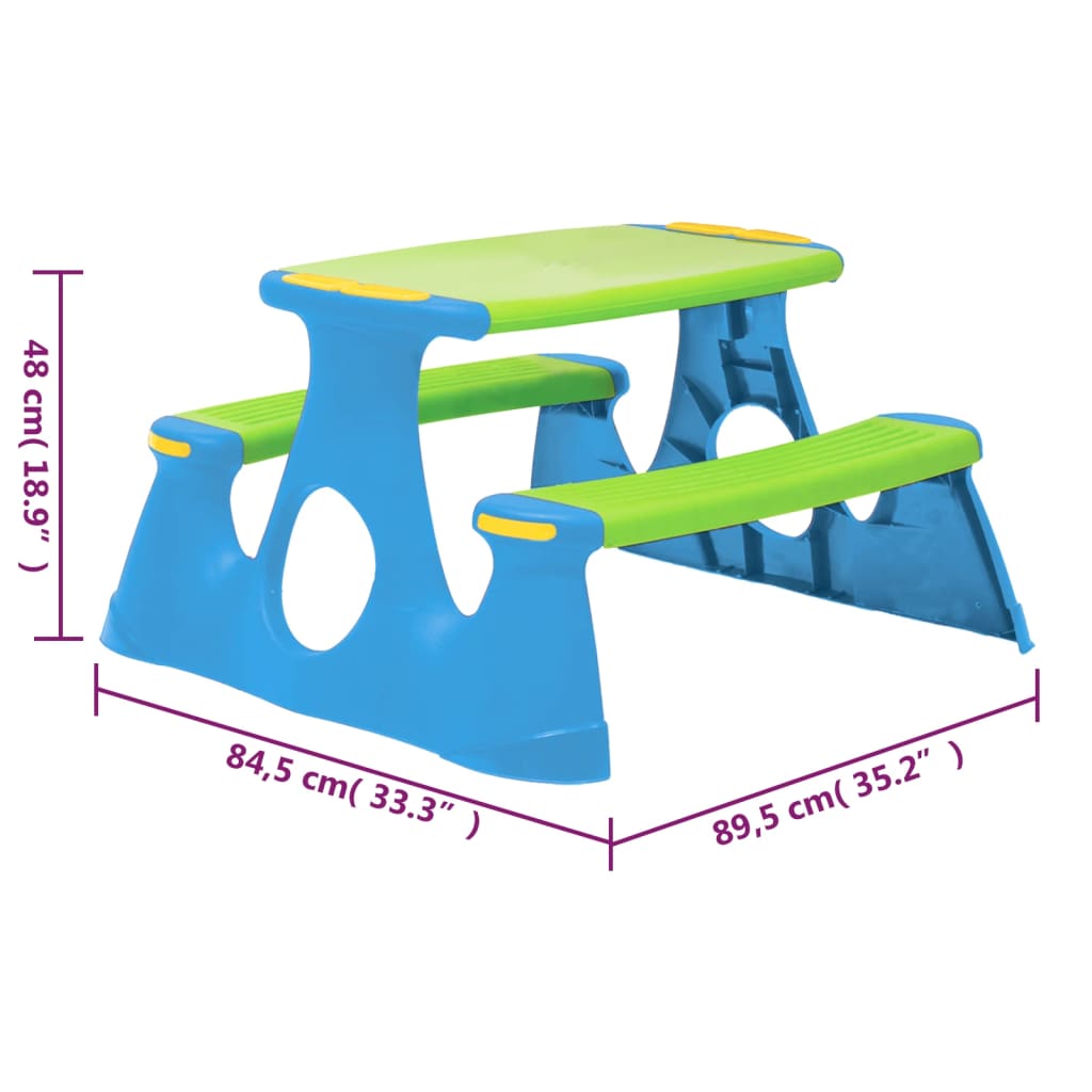 piknika galds ar solu bērniem, 89,5x84,5x48 cm, polipropilēns