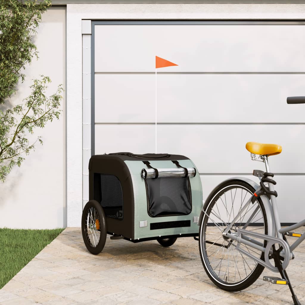 dog bike trailer black with gray oxford cloth and iron