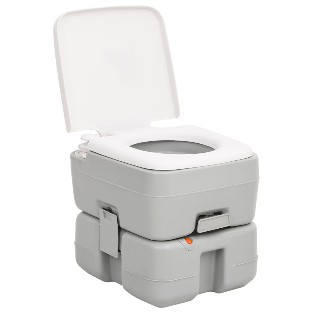 portatīvā kempinga tualete, pelēka un balta, 15+10 L, HDPE
