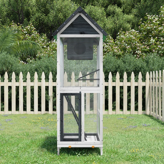 birdhouse, gray, 60x58.5x160 cm, solid pine wood