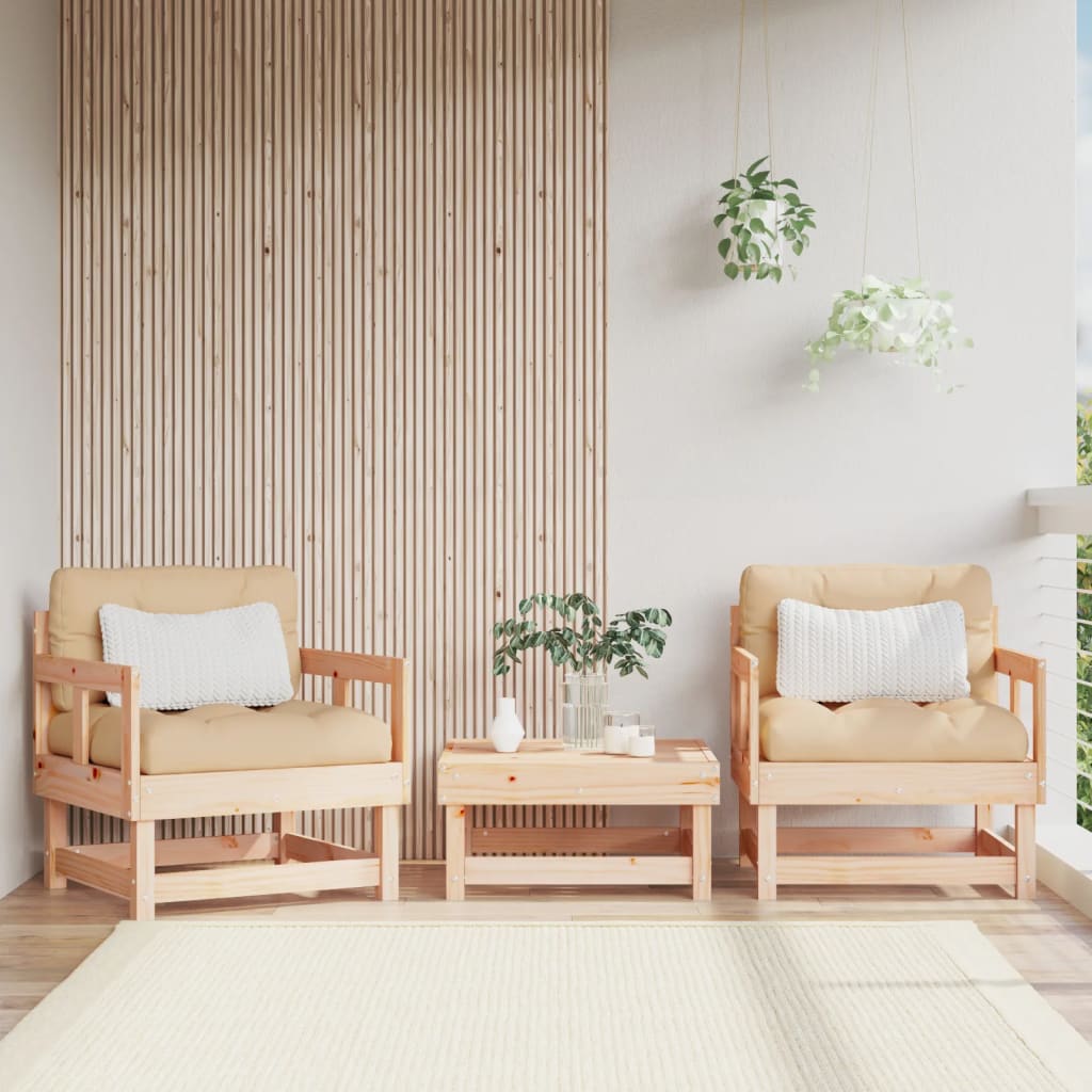dārza krēsli ar matračiem, 2 gab., priedes masīvkoks