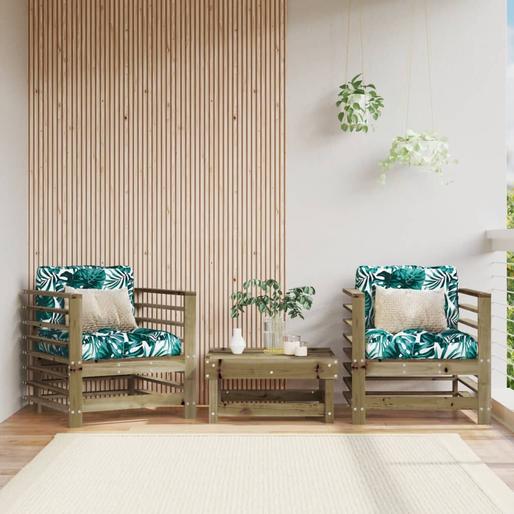 dārza krēsli ar matračiem, 2 gab., impregnēts priedes koks