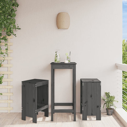 bar stools, 2 pcs., gray, 40x36x75 cm, solid pine wood