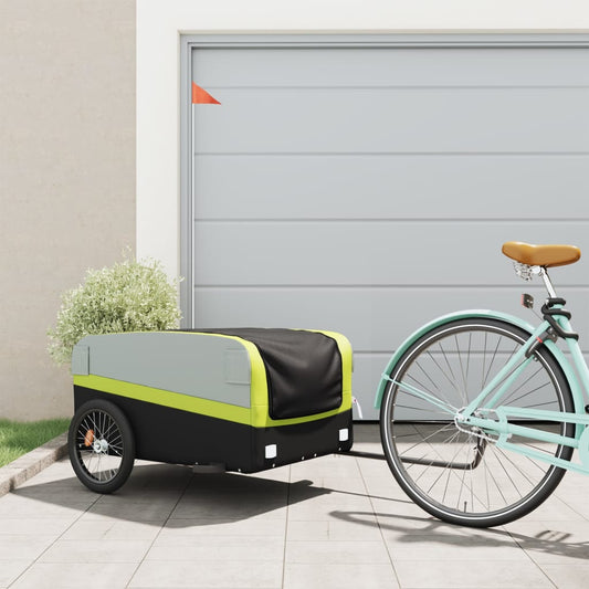 bicycle trailer, 45 kg, black and green, iron