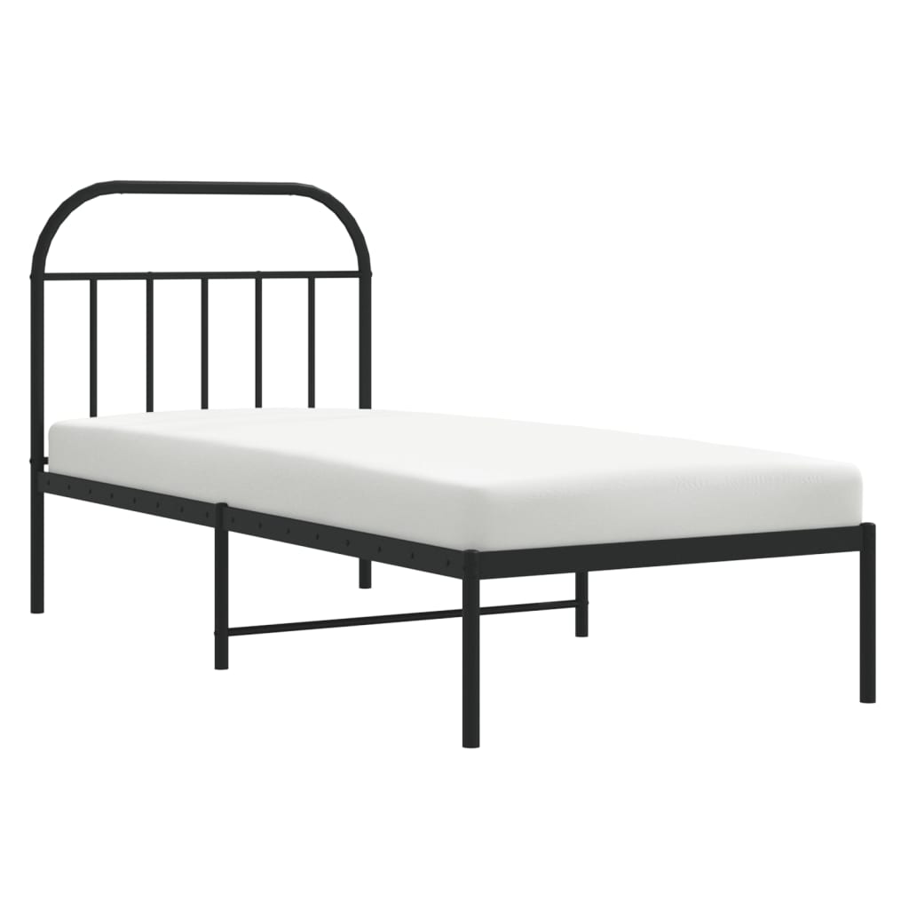 gultas rāmis ar galvgali, melns metāls, 80x200 cm