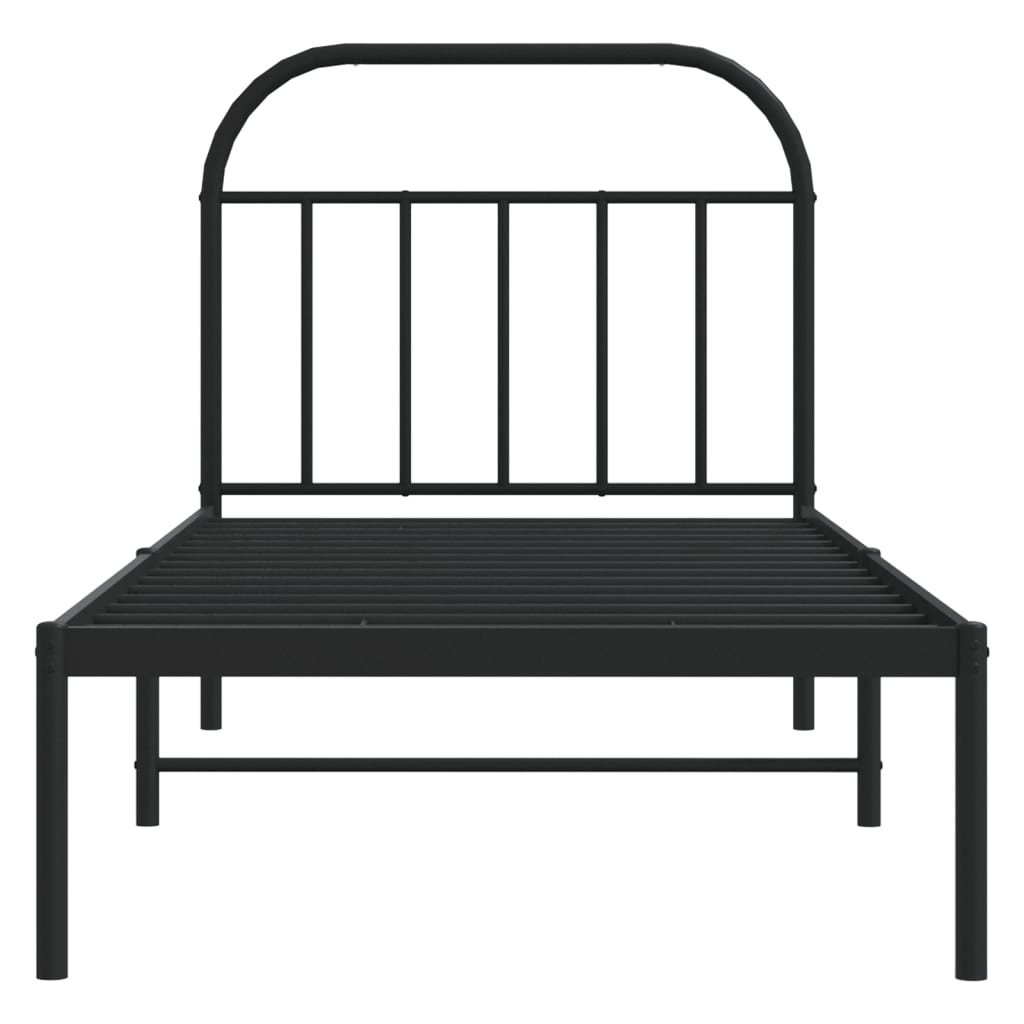 gultas rāmis ar galvgali, melns metāls, 80x200 cm