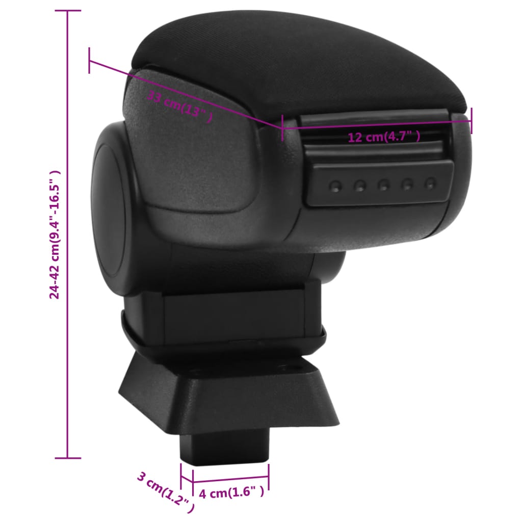 car armrest, black, 12x33x(24-42) cm, ABS