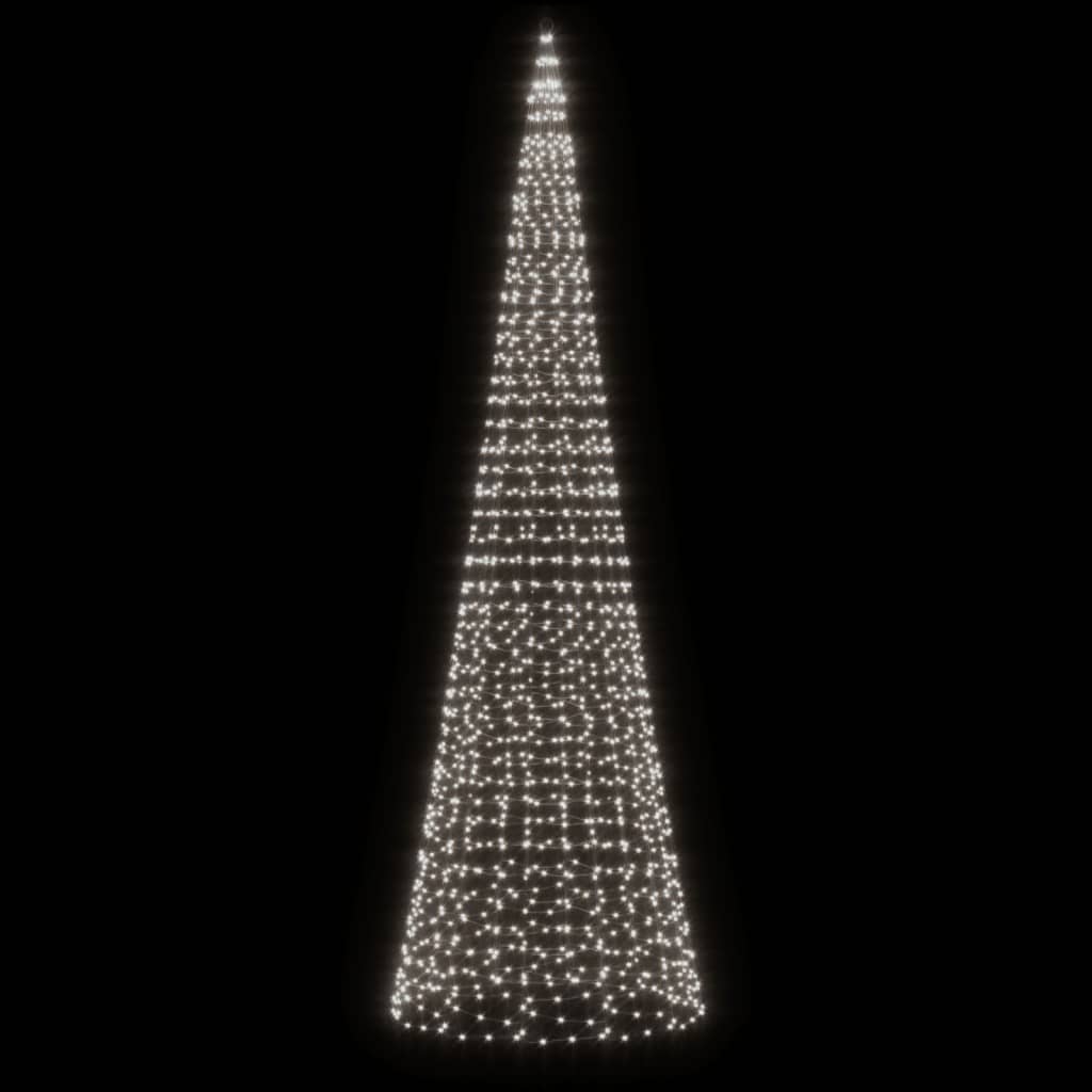 Ziemassvētku egle karoga mastam, 1534 vēsi baltas LED, 500 cm