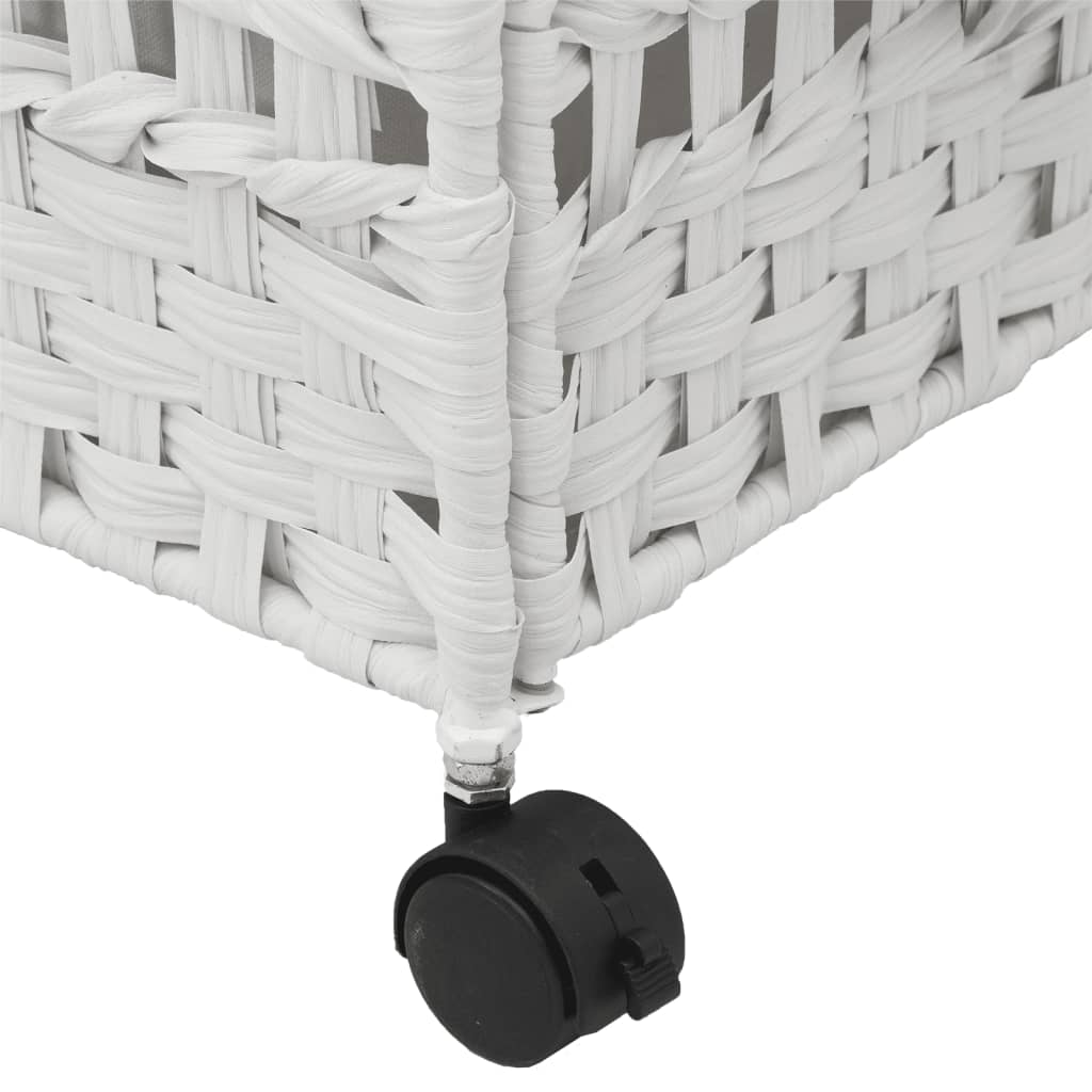 laundry basket with wheels, white, 66x35x60 cm, rattan