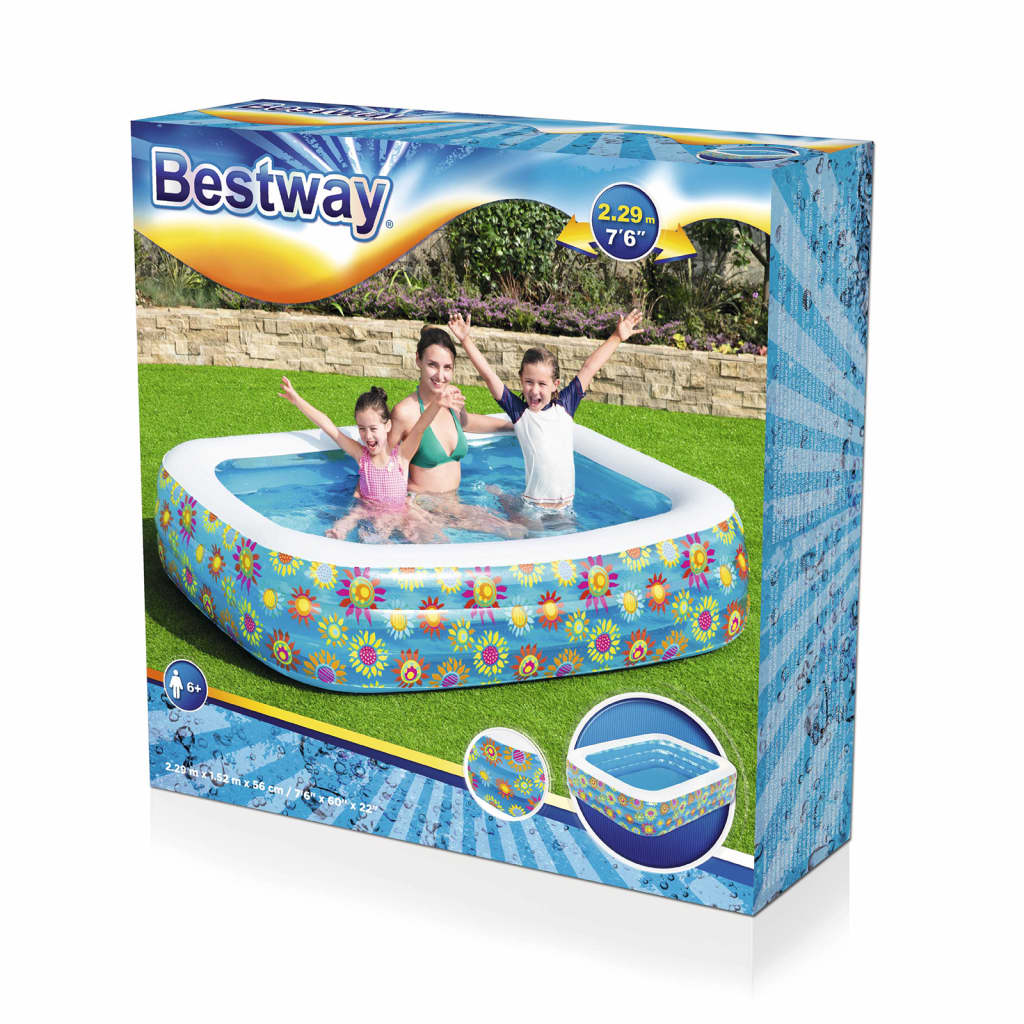 Надувной детский бассейн Bestway, синий, 229x152x56 см
