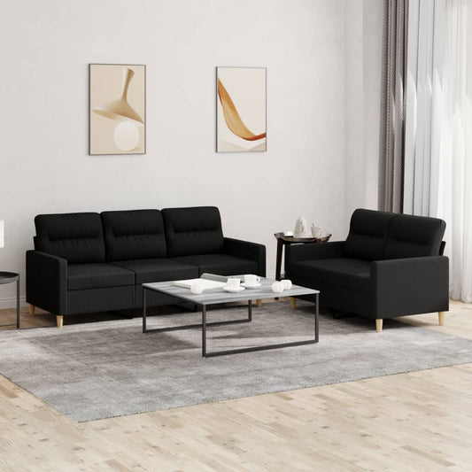 divdaļīgs dīvānu komplekts ar spilveniem, melns audums