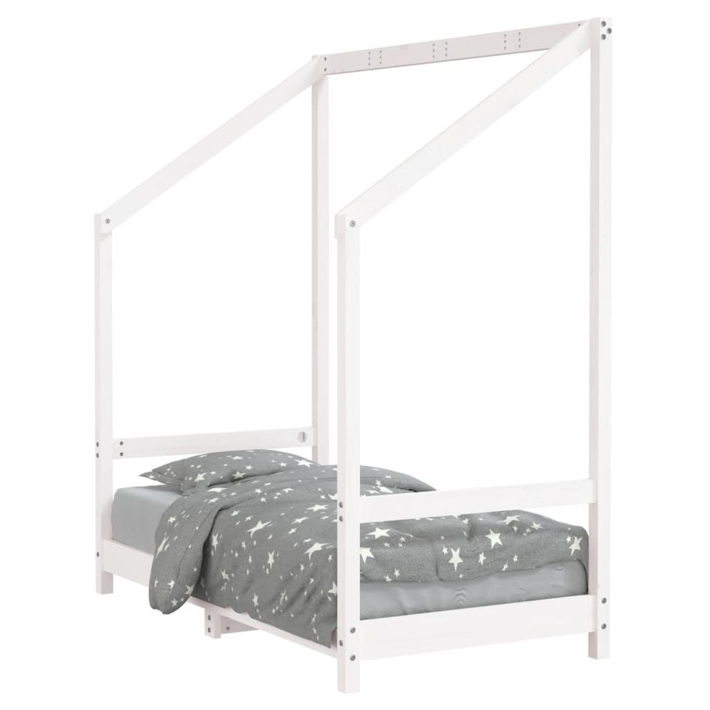 children's bed frame, solid pine wood, 70x140 cm, white