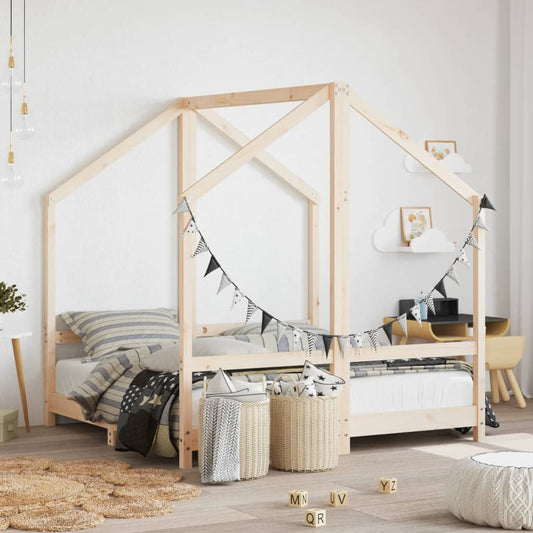 children's bed frame, solid pine wood, 2x(70x140) cm