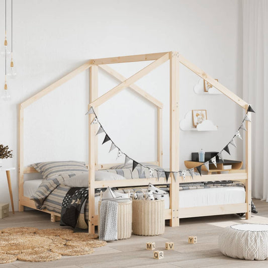 children's bed frame, 2x(80x160) cm, solid pine wood