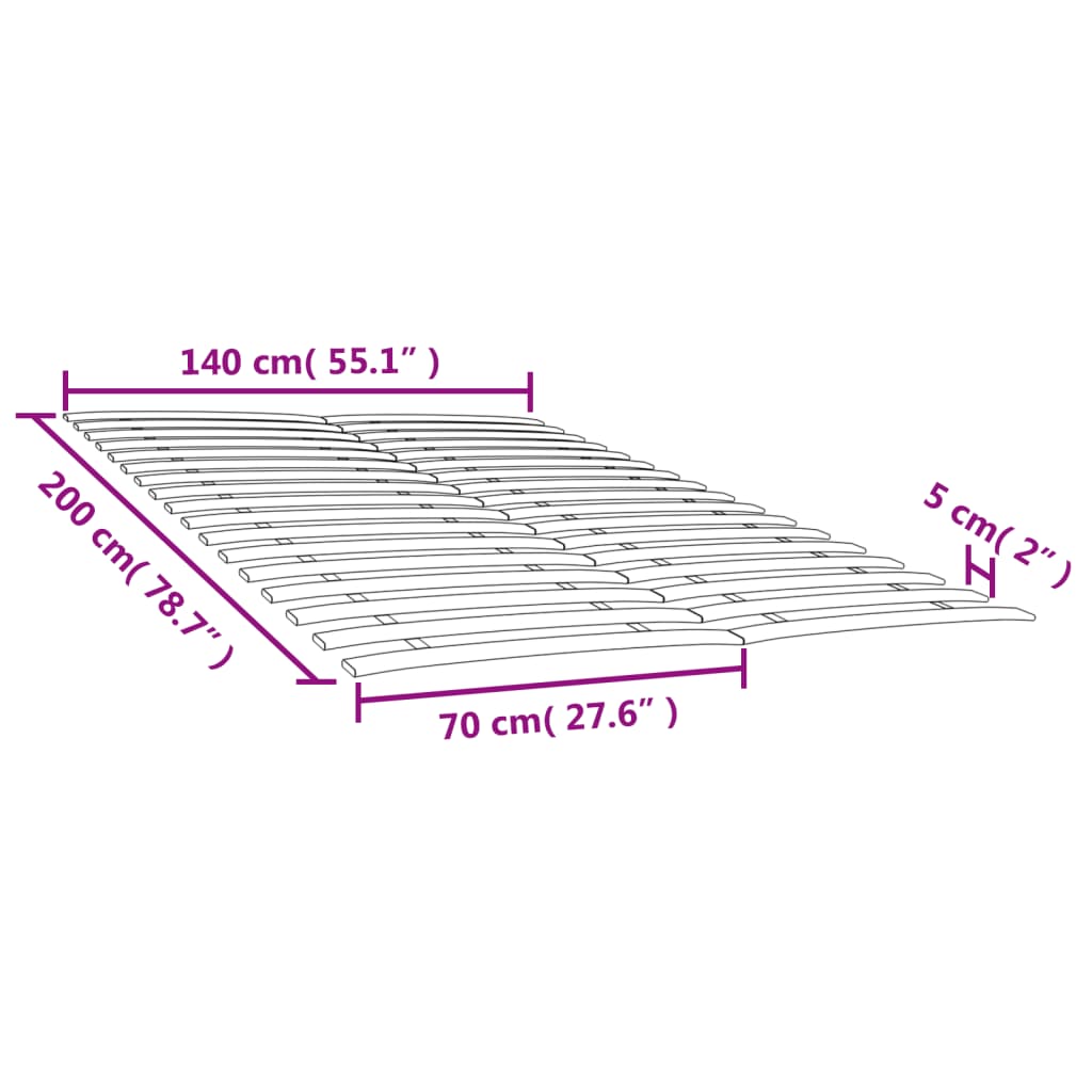 bed slats, 2 pcs., with 34 slats, 70x200 cm