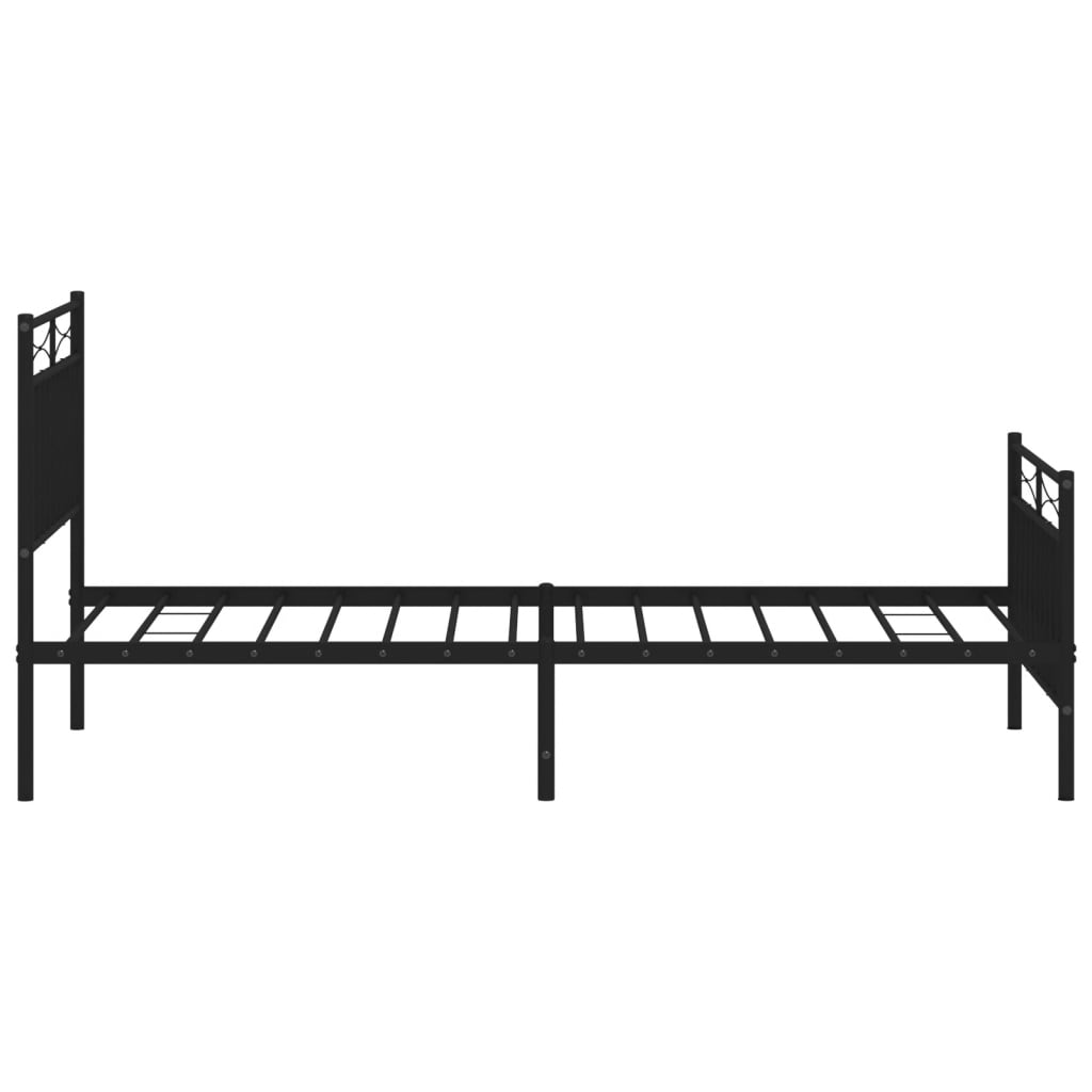 gultas rāmis ar galvgali un kājgali, melns metāls, 90x200 cm