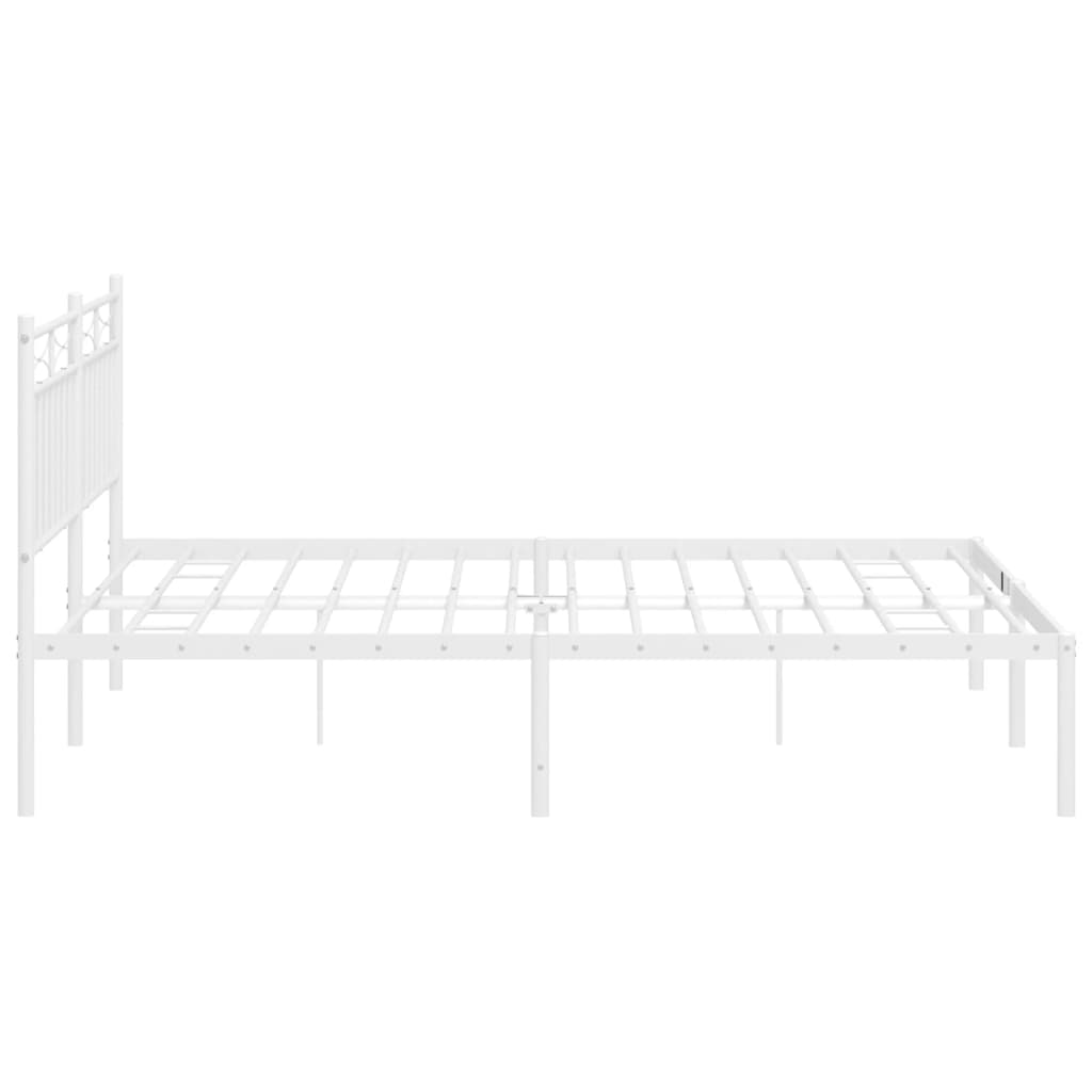 gultas rāmis ar galvgali, balts metāls, 150x200 cm