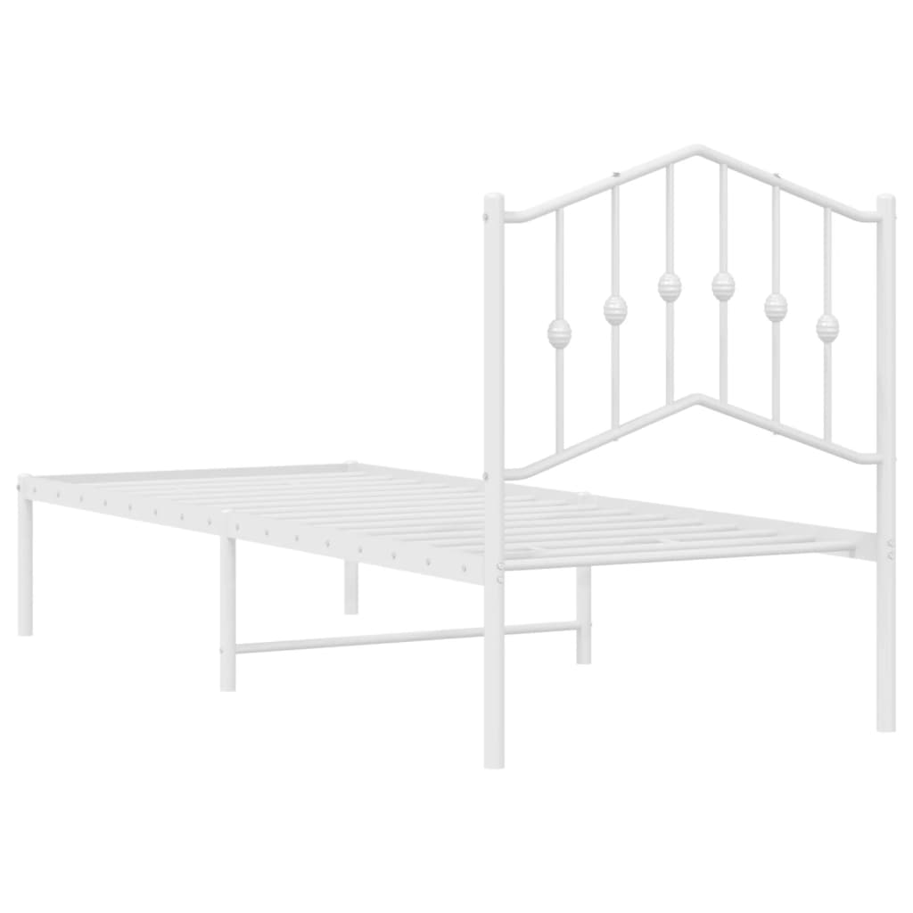 gultas rāmis ar galvgali, balts metāls, 75x190 cm