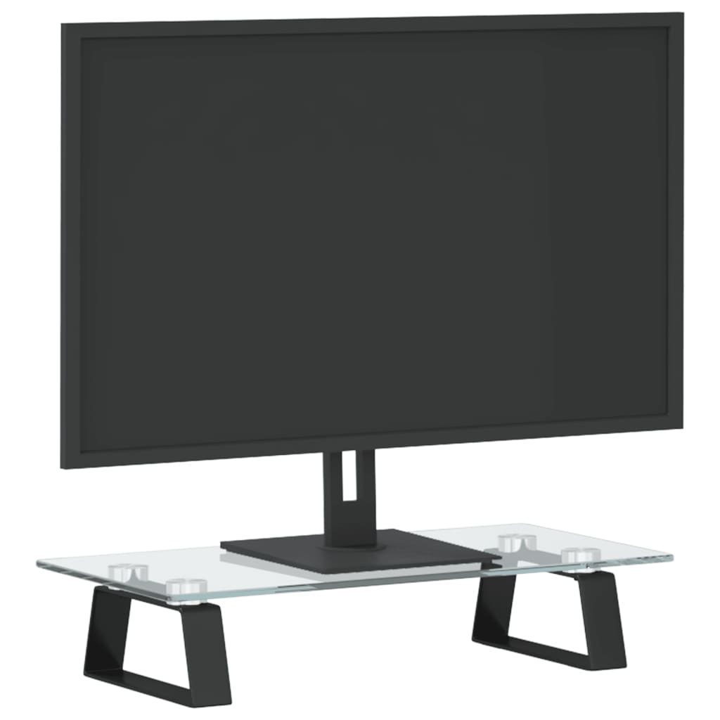 monitora statīvs, 40x20x8 cm, melns, rūdīts stikls, metāls
