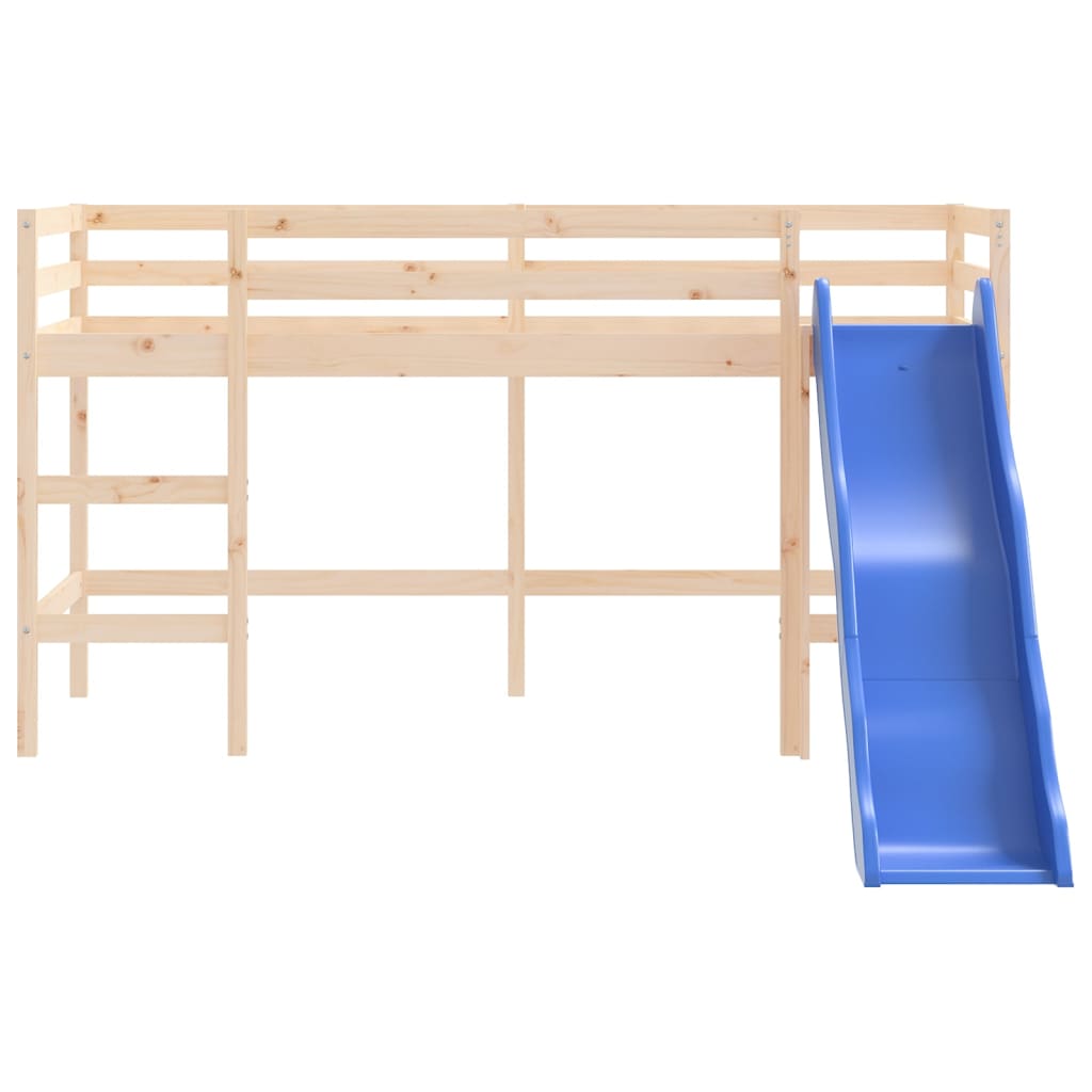 bērnu gulta ar slidkalniņu, 90x200 cm, priedes masīvkoks