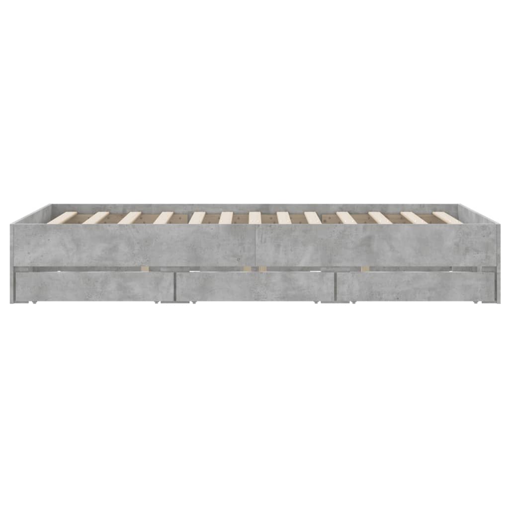 gultas rāmis ar atvilktnēm, betona pelēks, 120x190 cm