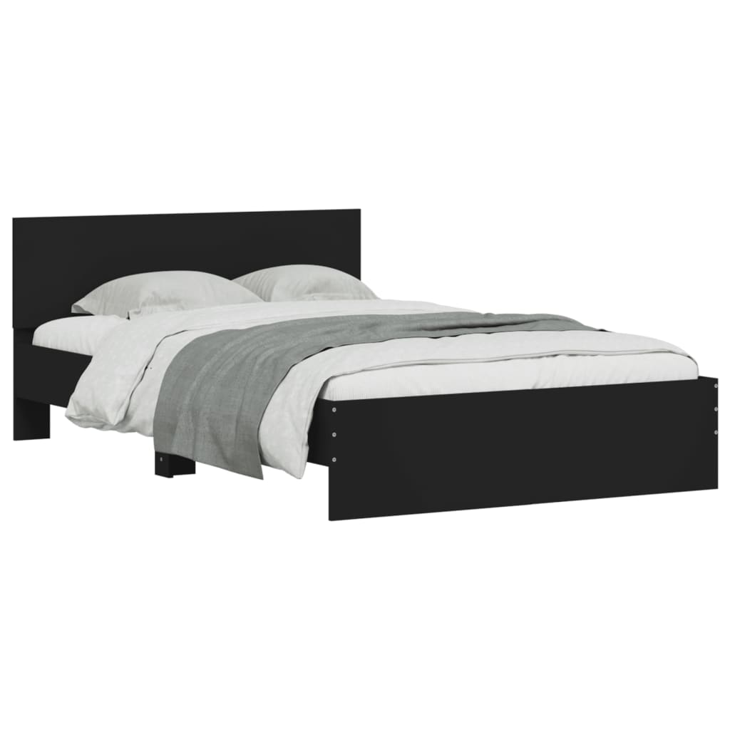 gultas rāmis ar galvgali, melns, 120x190 cm